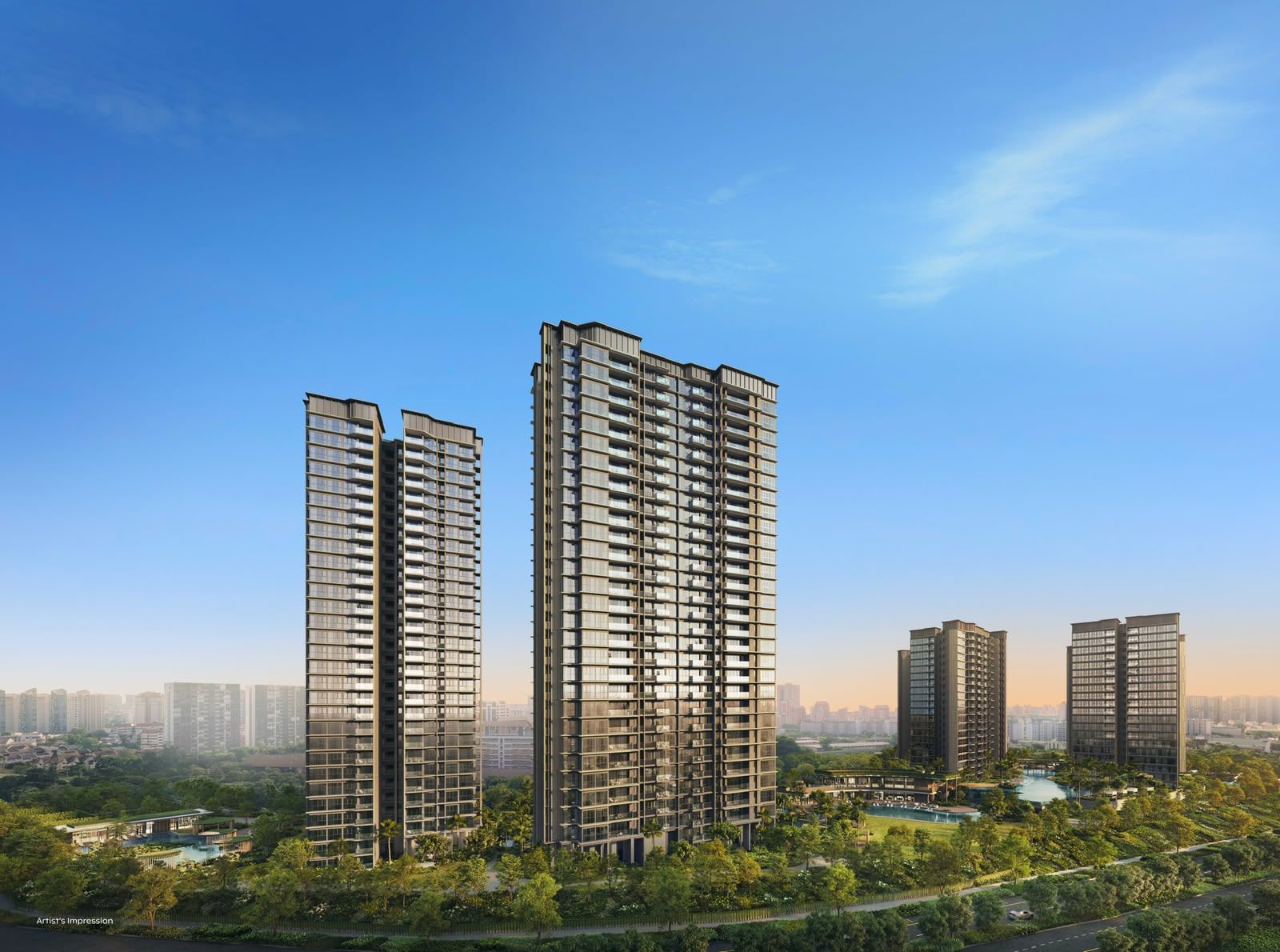 Artist's impression of the Thomson Reserve residential towers at Bright Hill Drive, Singapore